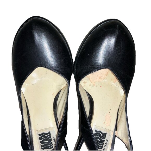 6.5 Vita Mori 90s Cuban Heel Platform Sling Hoof Toe Pumps Vintage Clubbing Rave - Picture 1 of 3